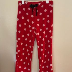Fuzzy red PJ pants